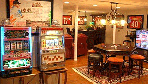 bar in a Springfield finished basement